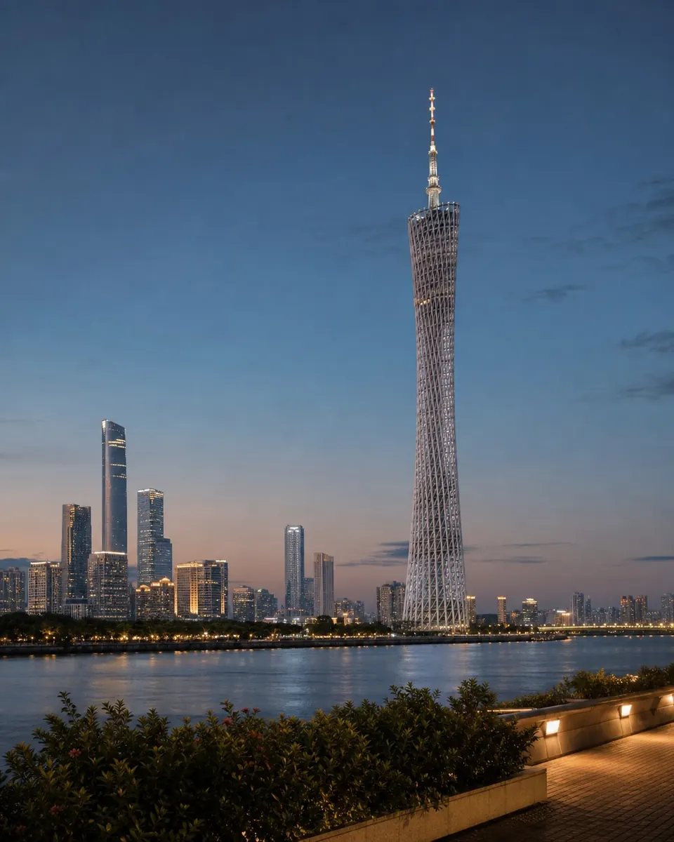 Canton Tower in the Guangzhou skyline